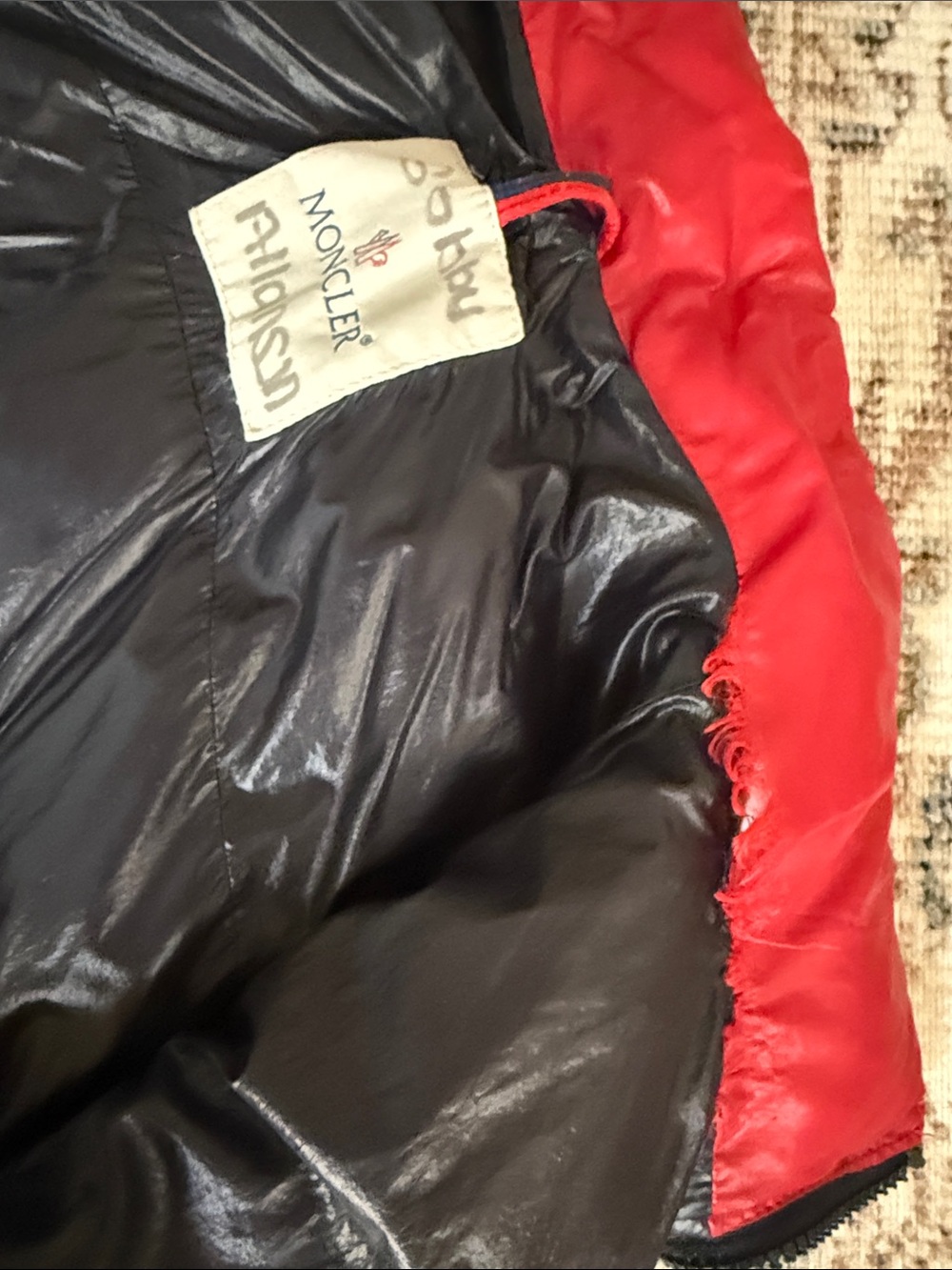 Moncler Boys 10 Shiny Red Puffer Jacket - Picture 11 of 12